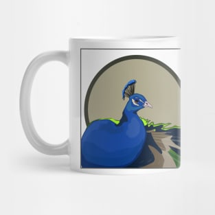 Peacock Illustration Looking to the Side Mug